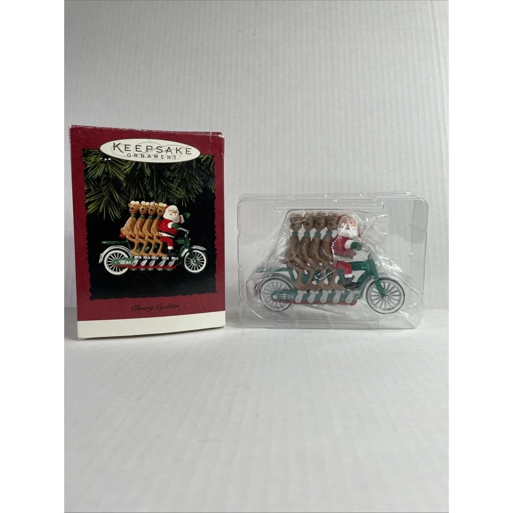 Vintage 1994 Hallmark Keepsake Ornament Cheery Cyclists In Box
